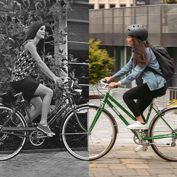 Women riding bikes through history.