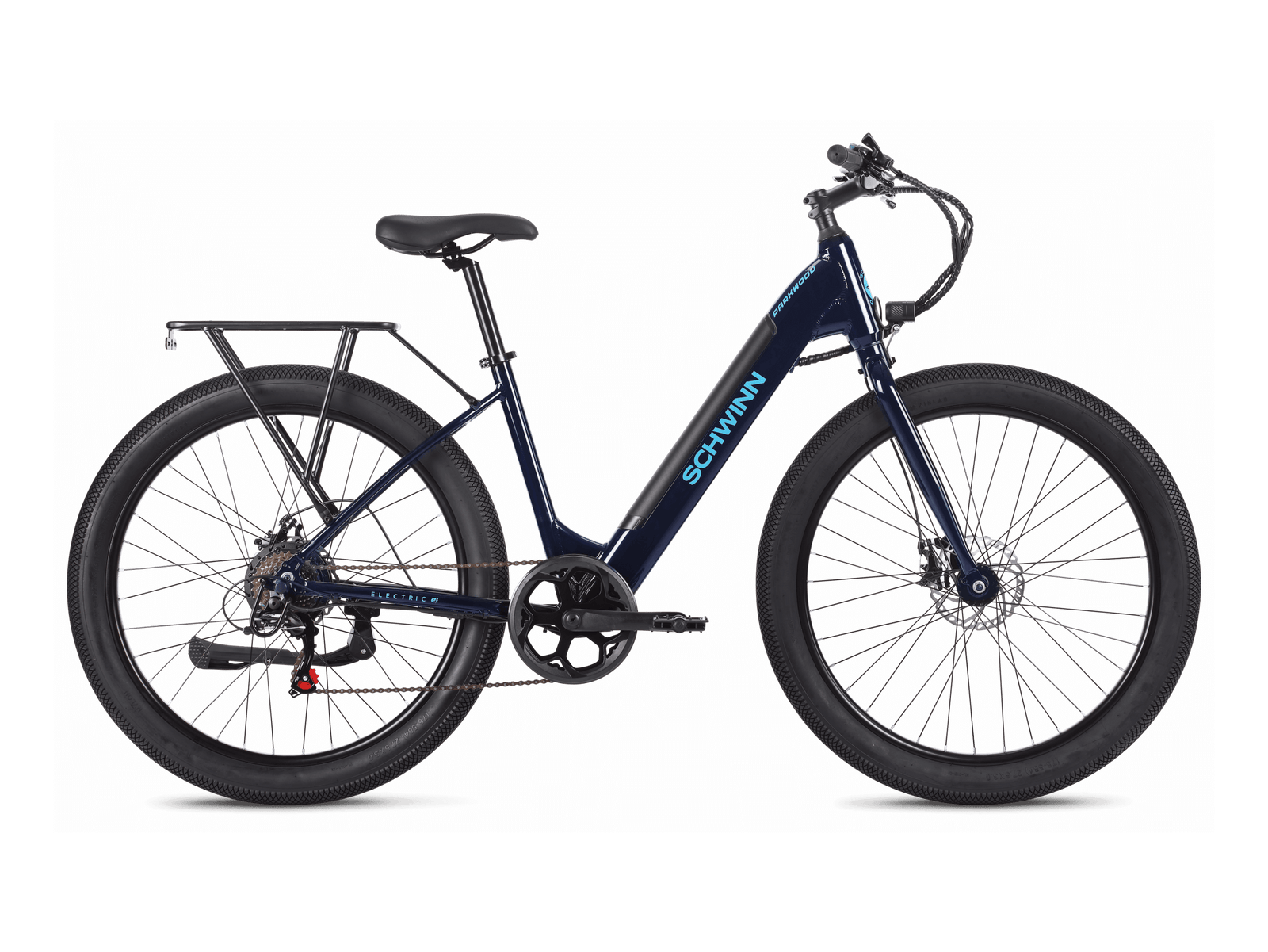 adult electric bicycle 26-inch bicycle, with a load capacity of 330 pounds, 48V detachable battery, 7-speed gear shifting, a top speed of 25 miles per hour, a 750-watt peak motor (without up.The maximum speed can reach 25mph Schwinn Parkwood Electric Comfort Hybrid
