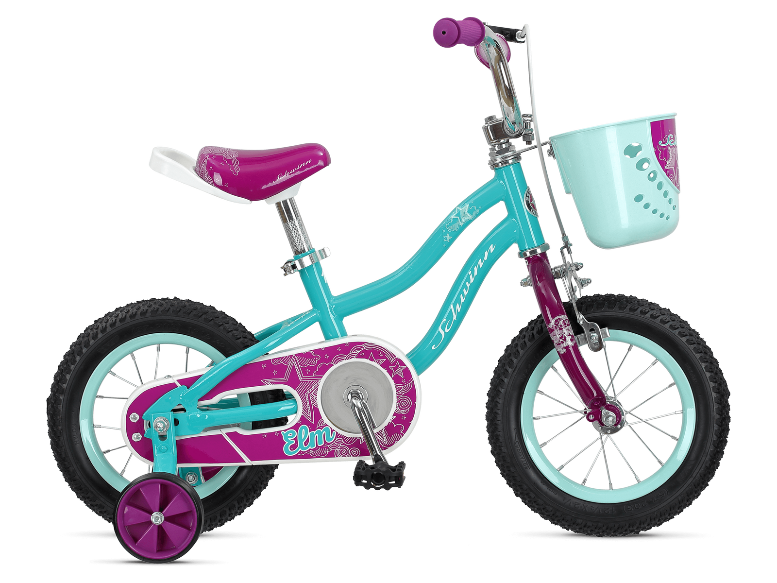 Schwinn Elm Girls Bike for Toddlers and Kids, 12, 14, 16, 18, 20 inch wheels for Ages 2 Years and Up, Pink, Purple or Teal, Balance or Training