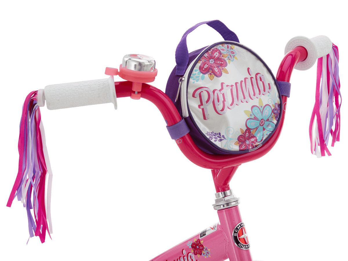 Schwinn Petunia Steerable Kids Bike, Girls Beginner Bicycle, 12-Inch  Wheels, Training Wheels, Easily Removed Parent Push Handle with Water  Bottle Holder, Pink 